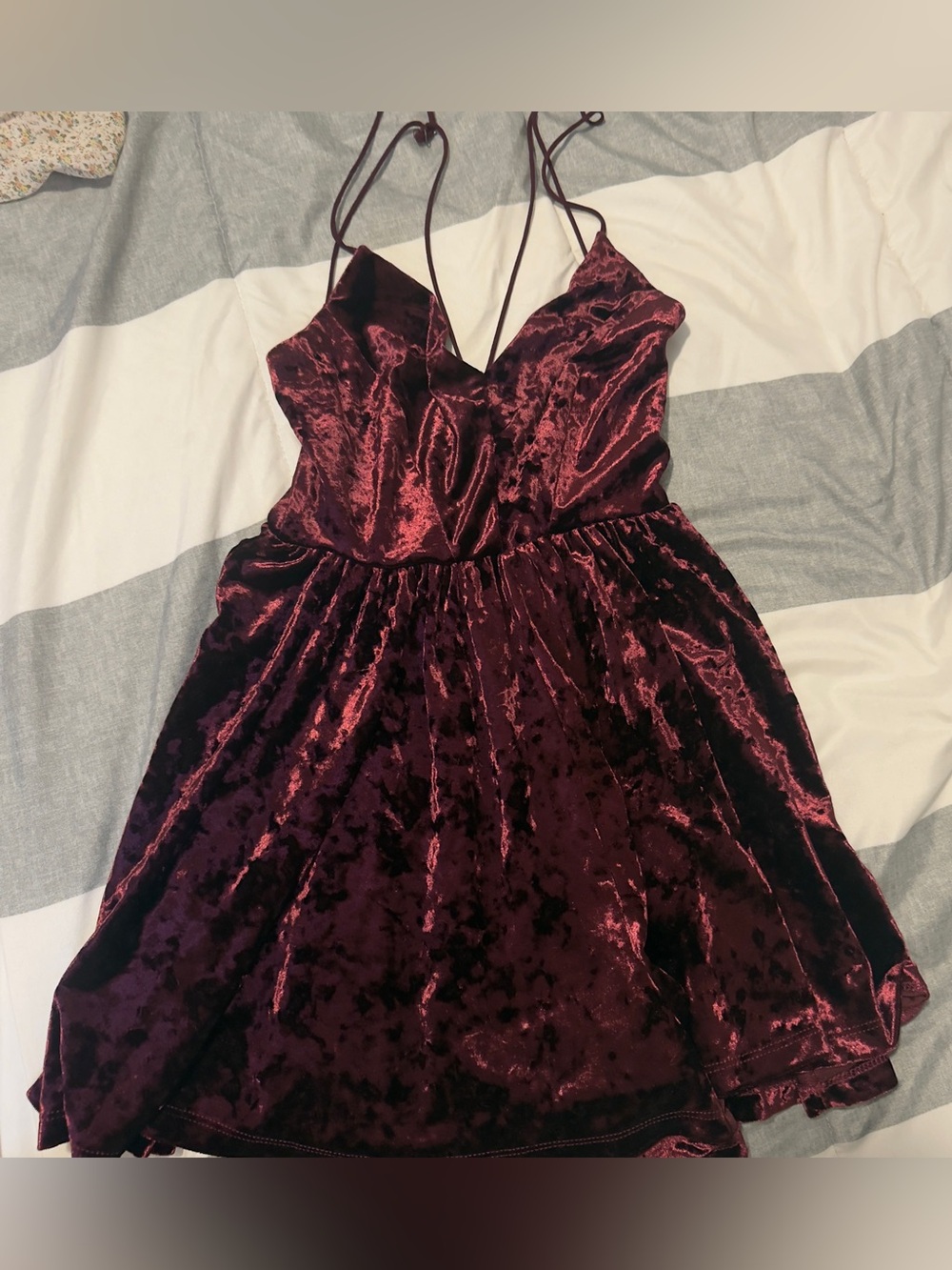 Velvet Burgundy Spaghetti-Strap romper